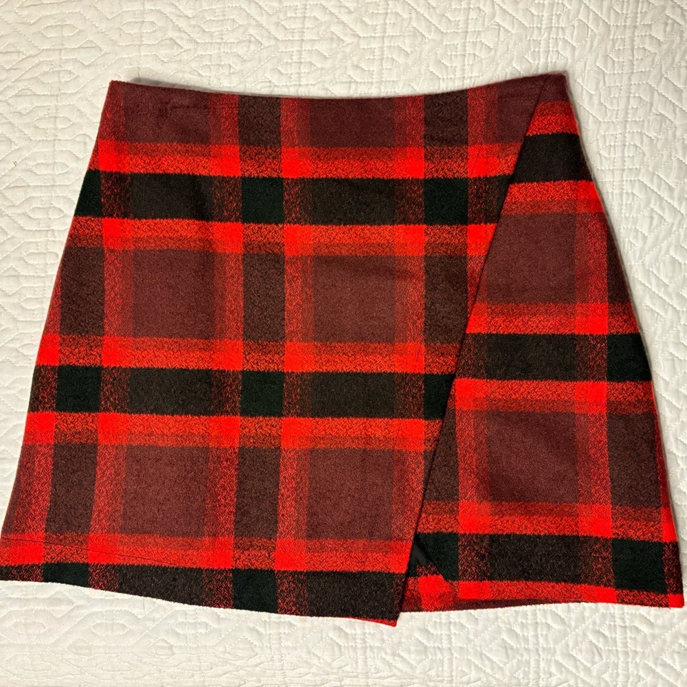 Abercrombie & Fitch Red and Black Plaid Mini Skirt